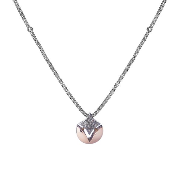 Stellamilano - 466MI Collection - white and rose gold and brown diamonds Necklace