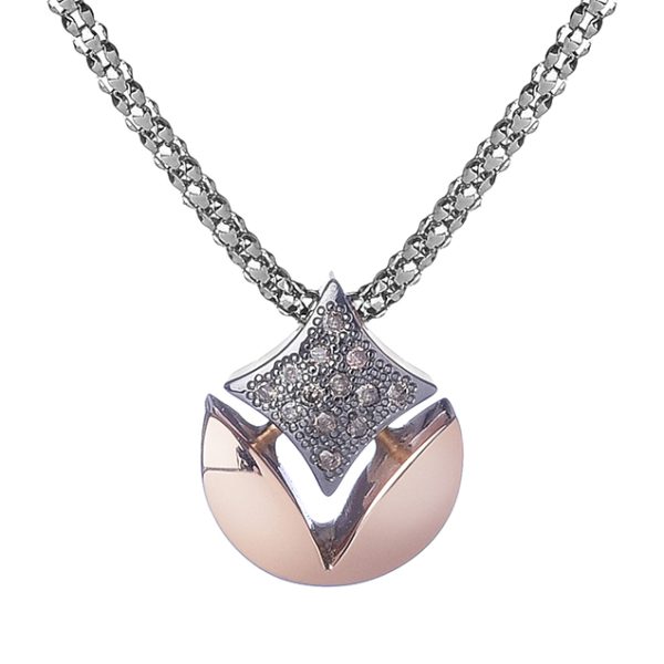 Stellamilano - 466MI Collection - white and rose gold and brown diamonds Necklace - Detail