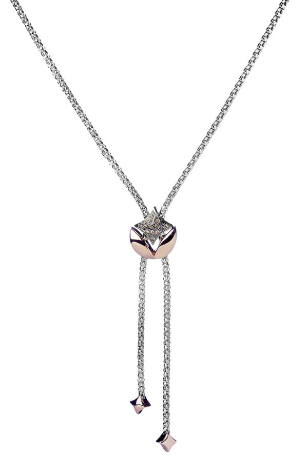 Stellamilano - 466MI Collection - white and rose gold and brown diamonds T-Necklace