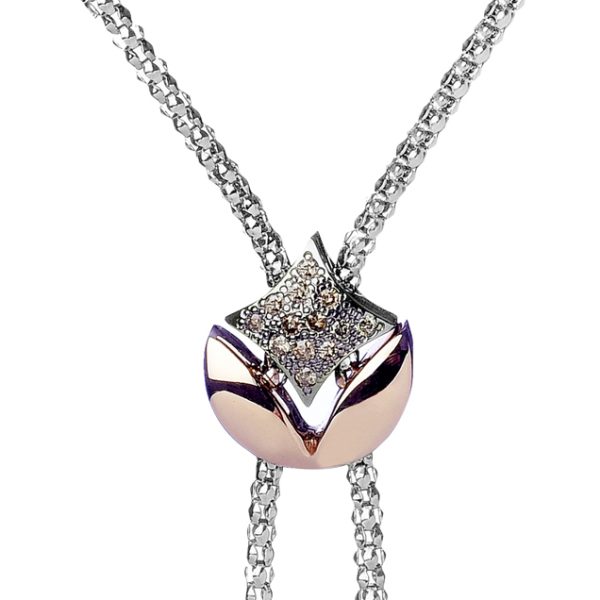 Stellamilano - 466MI Collection - white and rose gold and brown diamonds T-Necklace-Detail